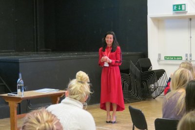 Sarah Hopkins from HopkinsLongworth giving the keynote speech at the launch of Moreton Halls Life Skills Diploma