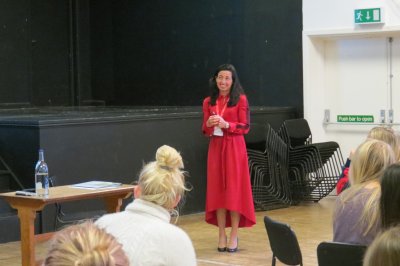 Sarah Hopkins from HopkinsLongworth giving the keynote speech at the launch of Moreton Halls Life Skills Diploma